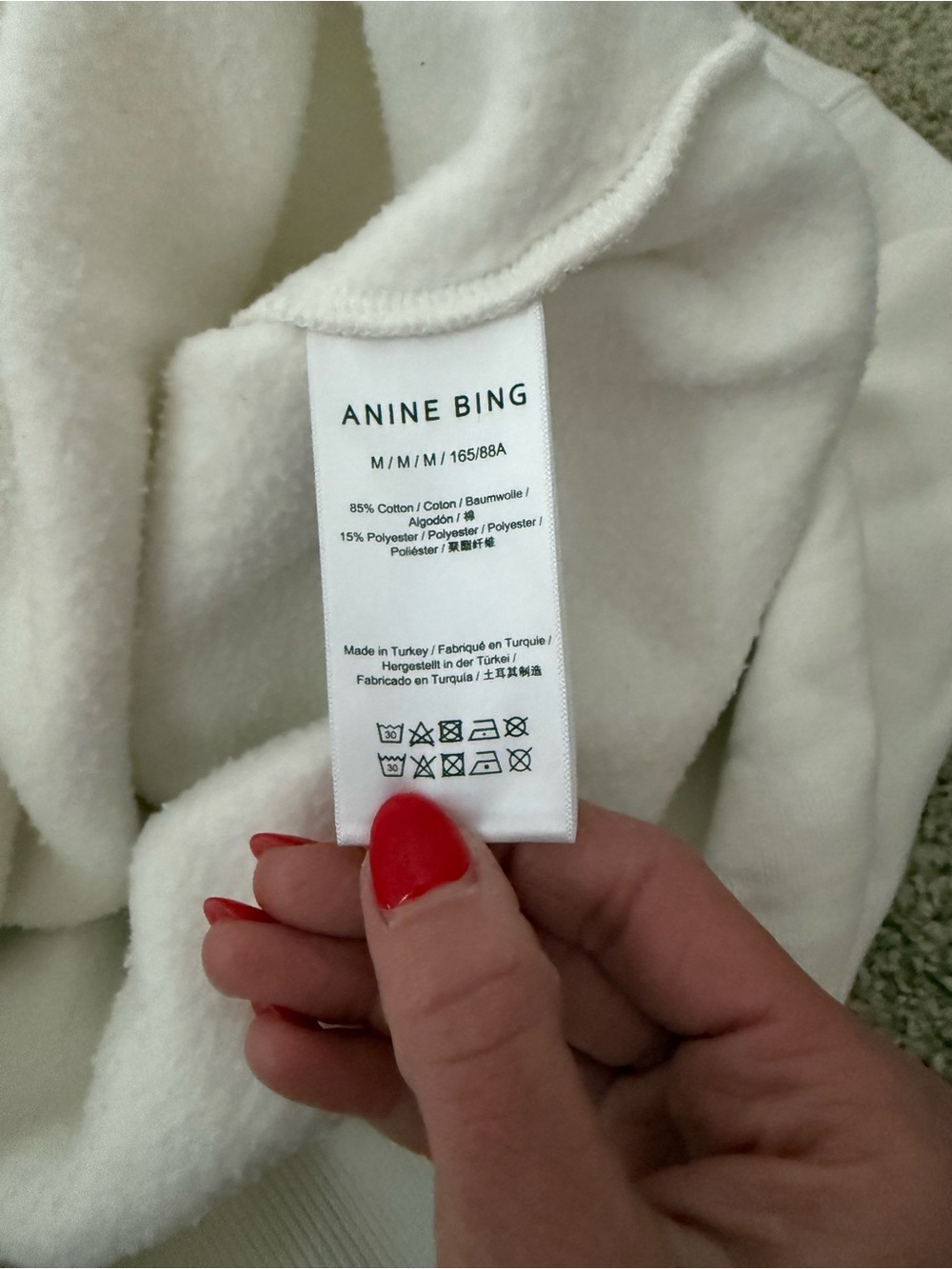 Anine Bing Jaci Sweatshirt Monogram Ivory Size M - Picture 4 of 5